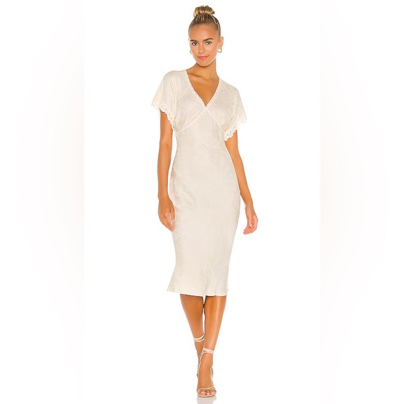 Spell Petal Jacquard Dress, Ecru - Picture 2 of 5